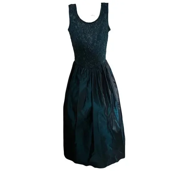 Jessica McClintock Gunne Sax Dress Size 9/10 Green Holiday Party Formal - Picture 1 of 7